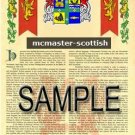 MCMASTER - SCOTTISH - Armorial Name History - Coat of Arms - Family Crest GIFT! 8.5x11
