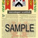 MESSINGER - SCOTTISH - Armorial Name History - Coat of Arms - Family Crest GIFT! 8.5x11