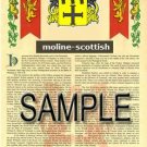 MOLINE - SCOTTISH - Armorial Name History - Coat of Arms - Family Crest GIFT! 8.5x11