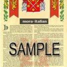 MORA - ITALIAN - Armorial Name History - Coat of Arms - Family Crest GIFT! 8.5x11