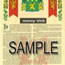 MOREY - IRISH - Armorial Name History - Coat of Arms - Family Crest GIFT! 8.5x11