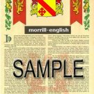 MORRILL - ENGLISH - Armorial Name History - Coat of Arms - Family Crest GIFT! 8.5x11