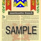 MORRISSETTE - FRENCH - Armorial Name History - Coat of Arms - Family Crest GIFT! 8.5x11