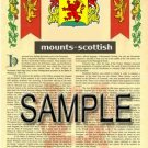 MOUNTS - SCOTTISH - Armorial Name History - Coat of Arms - Family Crest GIFT! 8.5x11