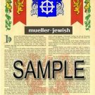 MUELLER - JEWISH - Armorial Name History - Coat of Arms - Family Crest GIFT! 8.5x11