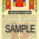 MUSGROVE - ENGLISH - Armorial Name History - Coat of Arms - Family Crest GIFT! 8.5x11