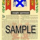 NAGLE - GERMAN - Armorial Name History - Coat of Arms - Family Crest GIFT! 8.5x11