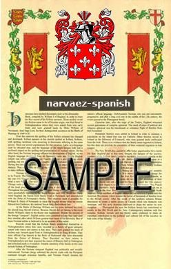 Narvaez Spanish Armorial Name History Coat Of Arms Family Crest Gift 8 5x11