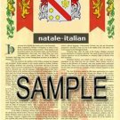 NATALE - ITALIAN - Armorial Name History - Coat of Arms - Family Crest GIFT! 8.5x11