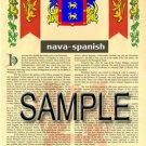 NAVA - SPANISH - Armorial Name History - Coat of Arms - Family Crest GIFT! 8.5x11
