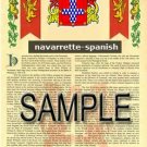 NAVARRETTE - SPANISH - Armorial Name History - Coat of Arms - Family Crest GIFT! 8.5x11