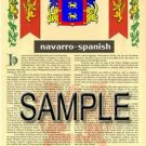 NAVARRO - SPANISH - Armorial Name History - Coat of Arms - Family Crest GIFT! 8.5x11