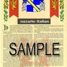 NAZARIO - ITALIAN - Armorial Name History - Coat of Arms - Family Crest GIFT! 8.5x11 NAZARIO - ITALIAN - Armorial Name History - Coat of Arms - Family Crest GIFT! 8.5x11