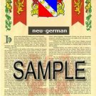 NEU - GERMAN - Armorial Name History - Coat of Arms - Family Crest GIFT! 8.5x11
