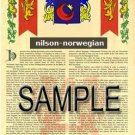 NILSON - NORWEGIAN - Armorial Name History - Coat of Arms - Family Crest GIFT! 8.5x11