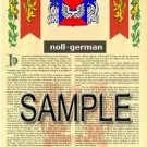 NOLL - GERMAN - Armorial Name History - Coat of Arms - Family Crest GIFT! 8.5x11