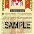 NOONAN - IRISH - Armorial Name History - Coat of Arms - Family Crest GIFT! 8.5x11