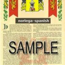 NORIEGA - SPANISH - Armorial Name History - Coat of Arms - Family Crest GIFT! 8.5x11