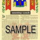 NOVOTNY - CZECH - Armorial Name History - Coat of Arms - Family Crest GIFT! 8.5x11
