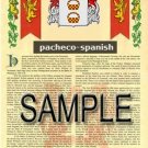 PACHECO - SPANISH - Armorial Name History - Coat of Arms - Family Crest GIFT! 8.5x11