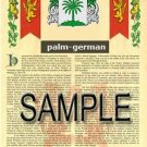 PALM - GERMAN - Armorial Name History - Coat of Arms - Family Crest GIFT! 8.5x11