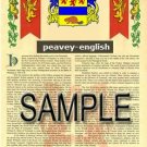 PEAVEY - ENGLISH - Armorial Name History - Coat of Arms - Family Crest GIFT! 8.5x11