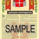 PEREYRA - PORTUGUESE - Armorial Name History - Coat of Arms - Family Crest GIFT! 8.5x11