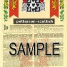 PETTERSON - SCOTTISH - Armorial Name History - Coat of Arms - Family Crest GIFT! 8.5x11 PETTERSON - SCOTTISH - Armorial Name History - Coat of Arms - Family Crest GIFT! 8.5x11
