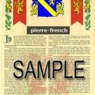 PIERRE - FRENCH - Armorial Name History - Coat of Arms - Family Crest GIFT! 8.5x11