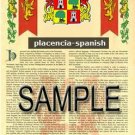 PLACENCIA - SPANISH - Armorial Name History - Coat of Arms - Family Crest GIFT! 8.5x11