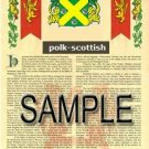 POLK - SCOTTISH - Armorial Name History - Coat of Arms - Family Crest GIFT! 8.5x11
