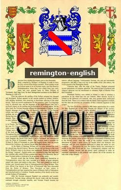 REMINGTON - ENGLISH - Armorial Name History - Coat of Arms ...