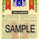 ROY - SCOTTISH - Armorial Name History - Coat of Arms - Family Crest GIFT! 8.5x11