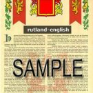 RUTLAND - ENGLISH - Armorial Name History - Coat of Arms - Family Crest GIFT! 8.5x11