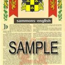 SAMMONS - ENGLISH - Armorial Name History - Coat of Arms - Family Crest GIFT! 8.5x11