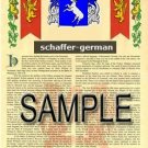 SCHAFFER - GERMAN - Armorial Name History - Coat of Arms - Family Crest GIFT! 8.5x11
