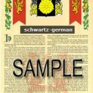 SCHWARTZ - GERMAN - Armorial Name History - Coat of Arms - Family Crest GIFT! 8.5x11