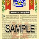 SEAMAN - ENGLISH - Armorial Name History - Coat of Arms - Family Crest GIFT! 8.5x11