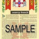 SEARCY - FRENCH - Armorial Name History - Coat of Arms - Family Crest GIFT! 8.5x11