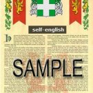 SELF - ENGLISH - Armorial Name History - Coat of Arms - Family Crest GIFT! 8.5x11