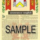 SEVERANCE - ENGLISH - Armorial Name History - Coat of Arms - Family Crest GIFT! 8.5x11