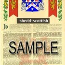 SHEDD - SCOTTISH - Armorial Name History - Coat of Arms - Family Crest GIFT! 8.5x11