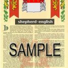 SHEPHERD - ENGLISH - Armorial Name History - Coat of Arms - Family Crest GIFT! 8.5x11