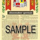 SHOEMAKER - GERMAN - Armorial Name History - Coat of Arms - Family Crest GIFT! 8.5x11