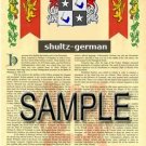 SHULTZ - GERMAN - Armorial Name History - Coat of Arms - Family Crest GIFT! 8.5x11