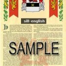 SILL - ENGLISH - Armorial Name History - Coat of Arms - Family Crest GIFT! 8.5x11