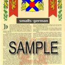 SMALLS - GERMAN - Armorial Name History - Coat of Arms - Family Crest GIFT! 8.5x11