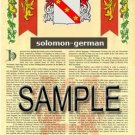 SOLOMON - GERMAN - Armorial Name History - Coat of Arms - Family Crest GIFT! 8.5x11