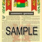 SOMMERS - GERMAN - Armorial Name History - Coat of Arms - Family Crest GIFT! 8.5x11