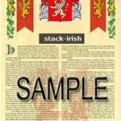 STACK - IRISH - Armorial Name History - Coat of Arms - Family Crest GIFT! 8.5x11